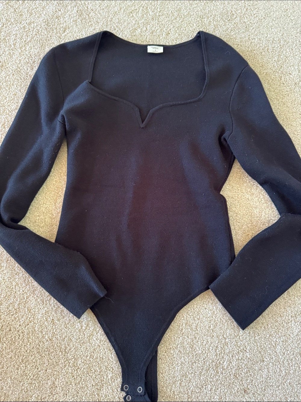 Abercrombie & Fitch Black Long-Sleeve Scoop-Neck Bodysuit